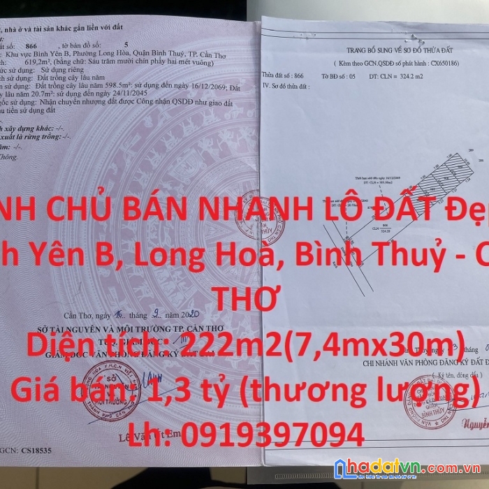 Chính chủ bán nhanh lô đất đẹp tại bình yên b, long hoà, bình thuỷ - cần thơ