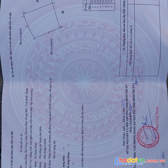 Chính chủ cần bán nhanh lô đất ngay sát dt711 xã hồng liêm - hàm thuận bắc - bình thuận