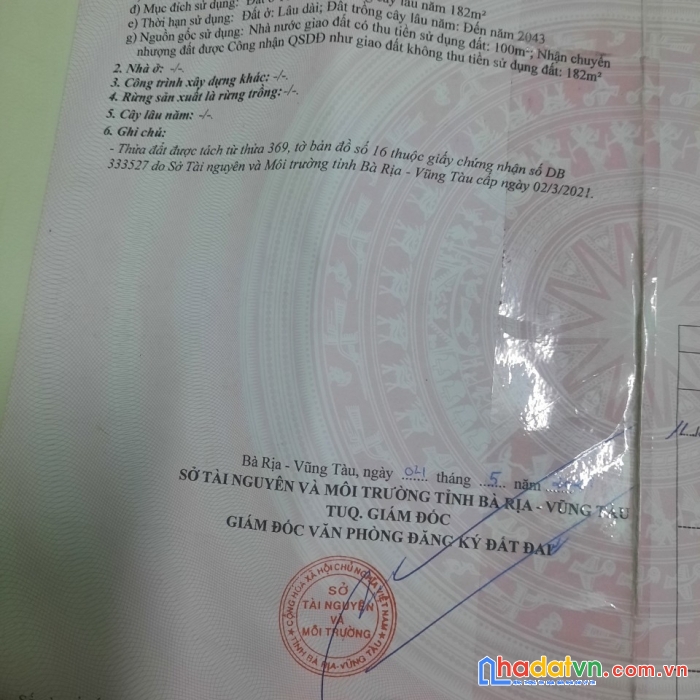 Chính chủ cần bán lô đất ở huyện châu đức, bà rịa vũng tàu