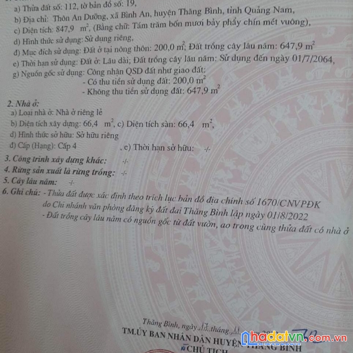 Sở hữu ngay lô đất chính chủ tại bình an - thăng bình - quảng nam