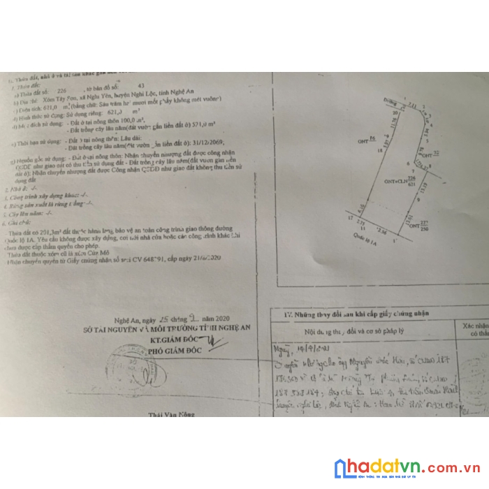 Bán đất đường quốc lộ 1a, xã nghi yên, nghi lộc, nghệ an