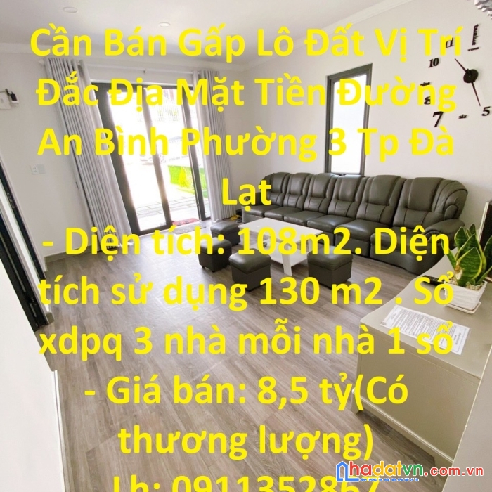 Cần bán gấp lô đất vị trí đắc địa mặt tiền đường an bình phường 3 tp đà lạt