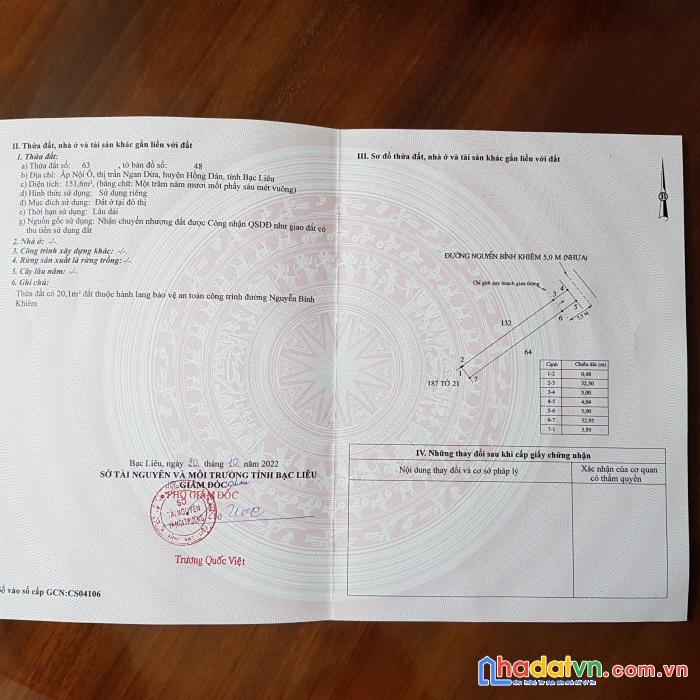 Chính chủ bán nhanh lô đất vị trí đắc địa tại huyện hồng dân, bạc liêu - giá ưu đãi