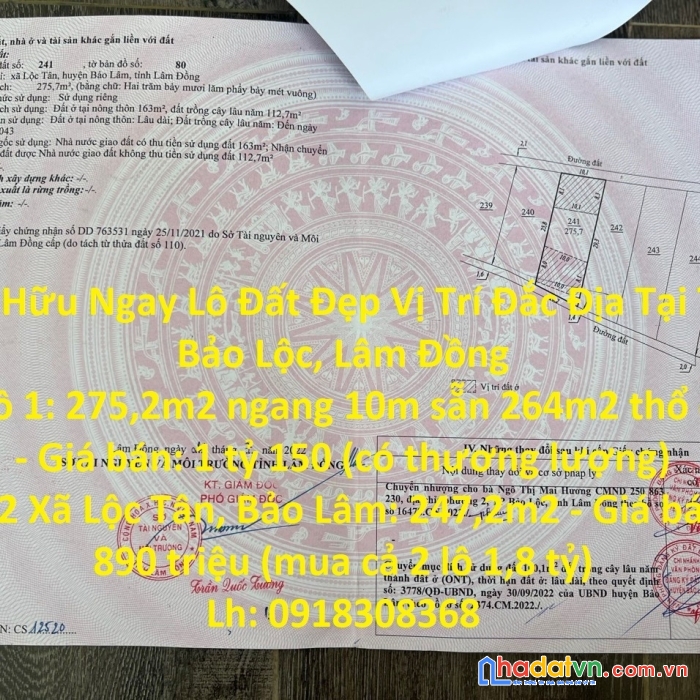 Sở hữu ngay lô đất đẹp vị trí đắc địa tại tp bảo lộc, lâm đồng