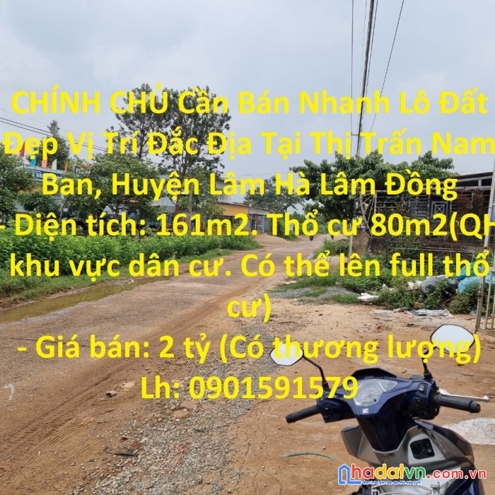 Chính chủ cần bán nhanh lô đất đẹp vị trí đắc địa tại thị trấn nam ban, huyện lâm hà lâm đồng