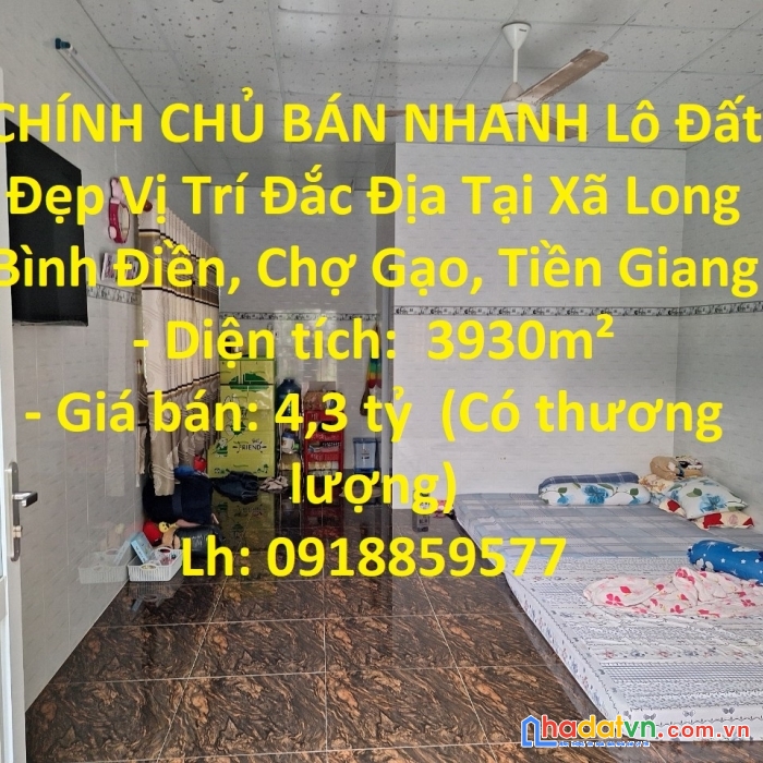 Chính chủ bán nhanh lô đất đẹp vị trí đắc địa tại xã long bình điền, chợ gạo, tiền giang