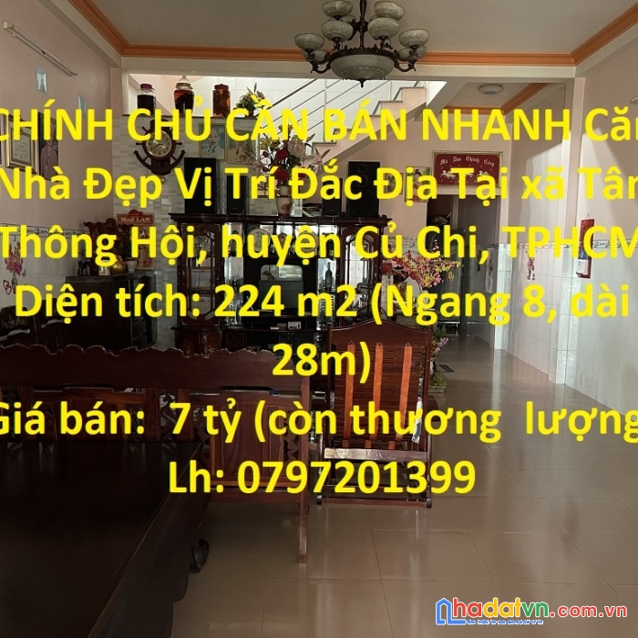 Chính chủ cần bán nhanh căn nhà đẹp vị trí đắc địa tại huyện củ chi, tphcm