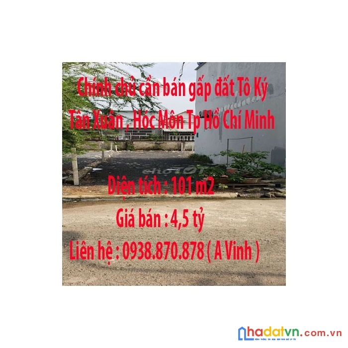 Chính chủ cần bán gấp đất tô ký, tân xuân , hóc môn tp hồ chí minh