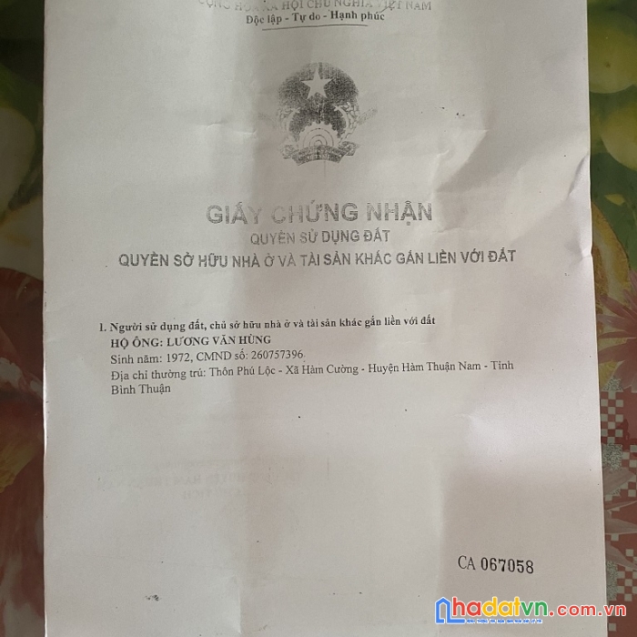 Đầu tư - sinh lời - lô đất phú lộc - hàm cường - hàm thuận nam - bình thuận