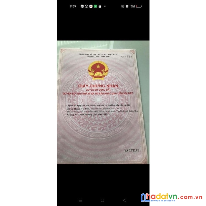 Đất ruộng mặt tiền đường nhựa tại thôn hiền lương, xã vạn lương, vạn ninh, khánh hòa.