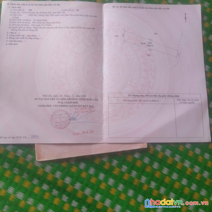 Chính chủ bán gấp lô đất đẹp vị trí đắc địa tại xã ea drông, tx buôn hồ, tỉnh đắk lắk