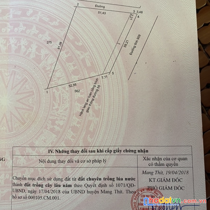 Chính chủ bán nhanh lô đất vị trí đẹp tại  xã mỹ an - huyện mang thít - vĩnh long
