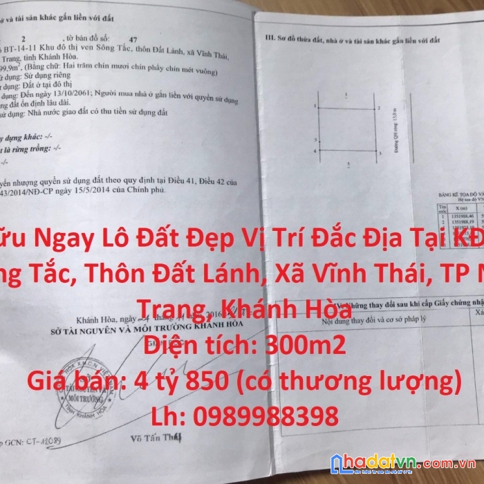 Sở hữu ngay lô đất đẹp vị trí đắc địa tại tp nha trang, khánh hòa
