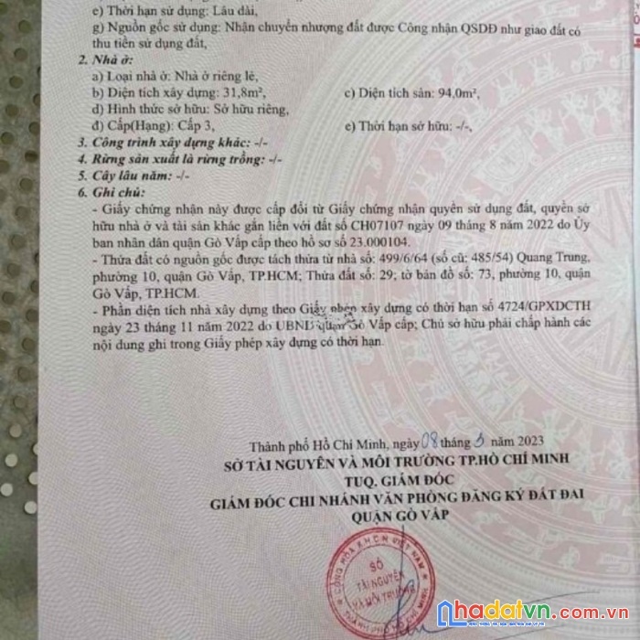 Bán nhà chính chủ 499/6/64 quang trung,phường 10, gò vấp -5,7 tỷ - 48.5 m2