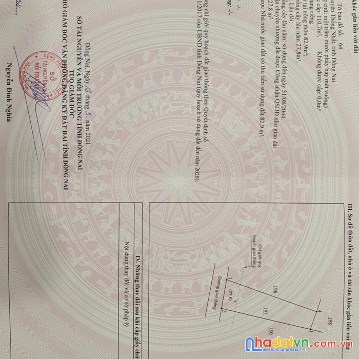 Chính chủ bán nhanh lô đất mặt tiền tại xã hưng lộc, huyện thống nhất - đồng nai