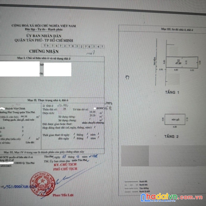 Bán nhà phường phú trung quận tân phú 48m2