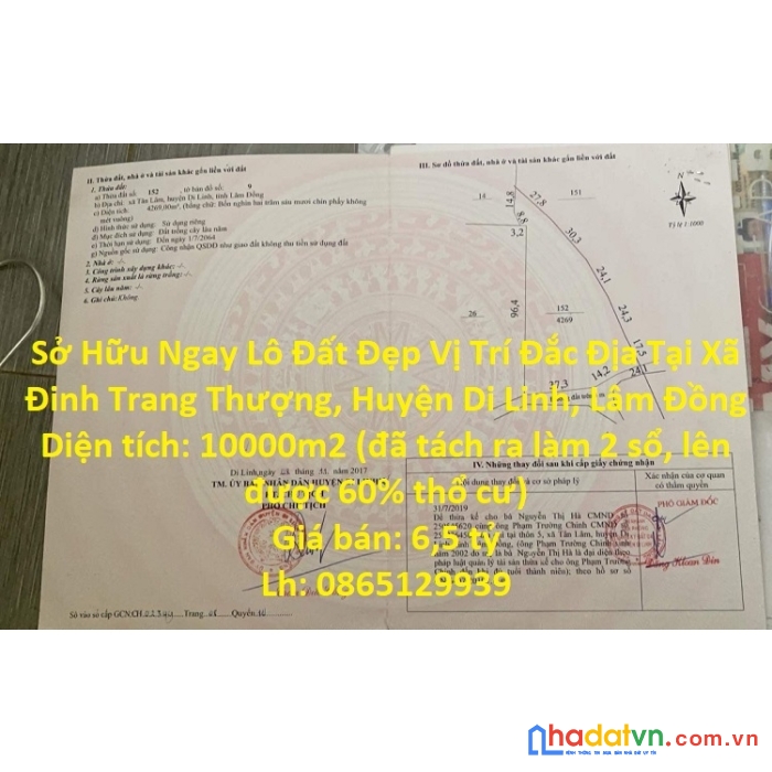 Sở hữu ngay lô đất đẹp vị trí đắc địa tại xã đinh trang thượng, huyện di linh, lâm đồng