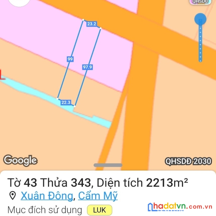 Cho thuê đất nông nghiệp 2.200m2 cách trục đường 765 500m, cẩm mỹ, đồng nai