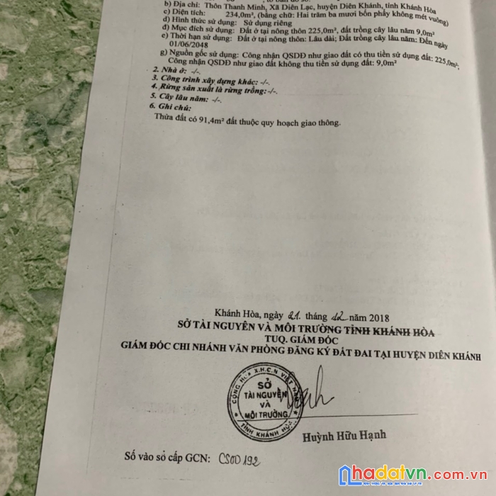 Bán nhà diên lạc diên khánh mặt tiền đường tư văn từ tl2 rẻ vào khoảng 100m