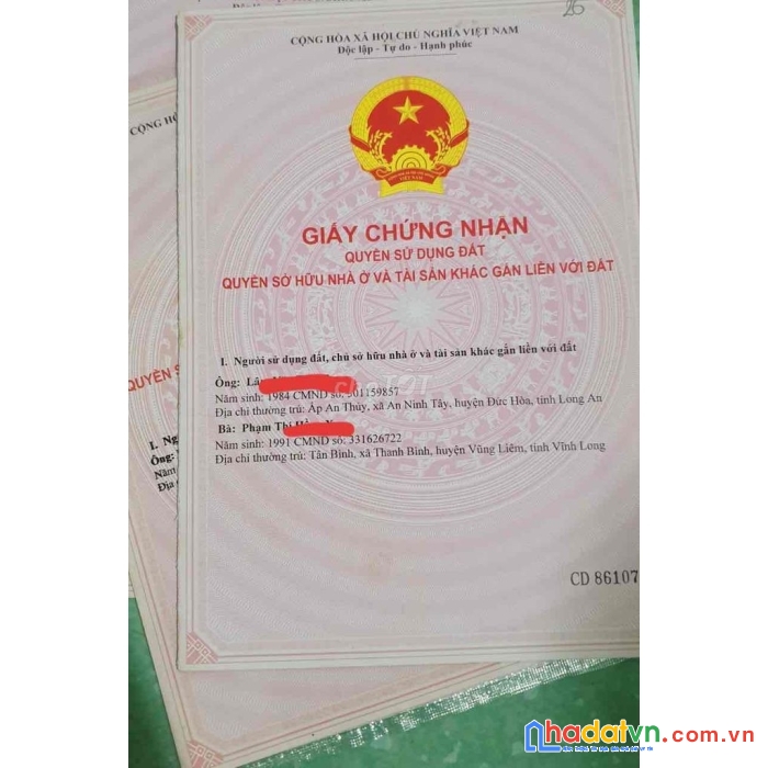 Bán lô đất đường đt823 xã đức lập hạ, huyện đức hòa, long an