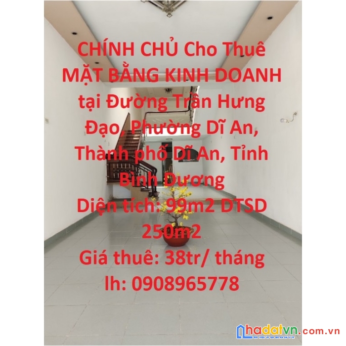 Chính chủ cho thuê mặt bằng kinh doanh tại thành phố dĩ an bình dương