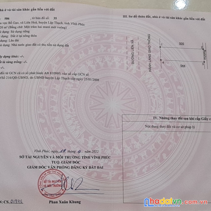Đón sóng đường quy hoạch bán 120m2 đất nền kcn thái hòa - liễn sơn - lập trạch vĩnh phúc