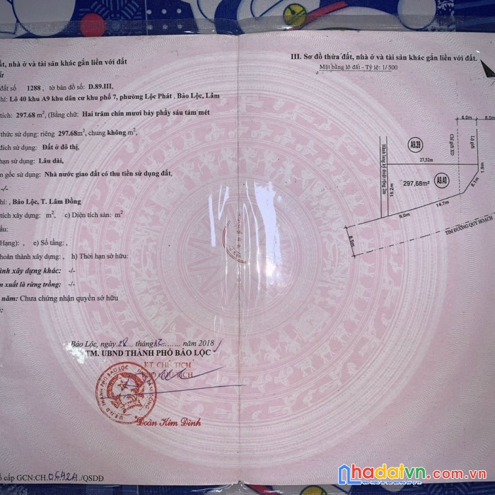 Chính chủ bán lô đất vị trí đẹp gía đầu tư tại thành phố bảo lộc, lâm đồng