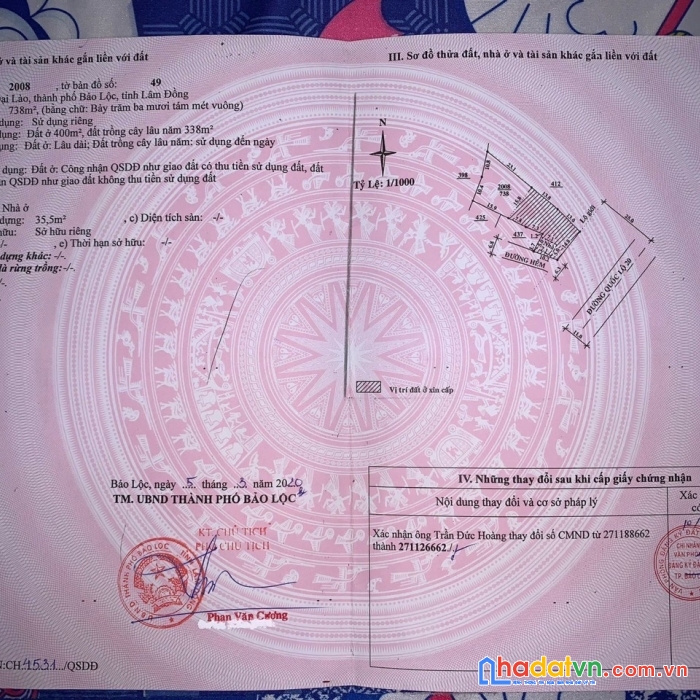 Chính chủ bán lô đất vị trí đẹp gía đầu tư tại thành phố bảo lộc, lâm đồng
