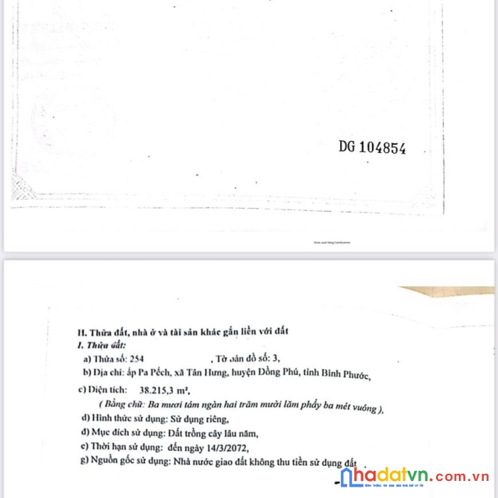Chính chủ bán lô đất vị trí đẹp tại xã tân hưng, đồng phú, bình phước