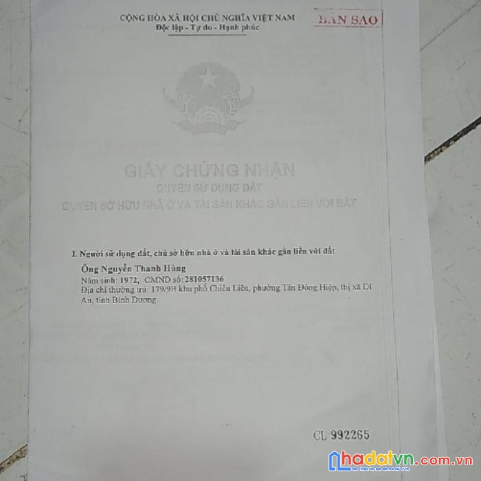 Chính chủ cần bán căn nhà vị trí đẹp- giá rẻ tại tp dĩ an