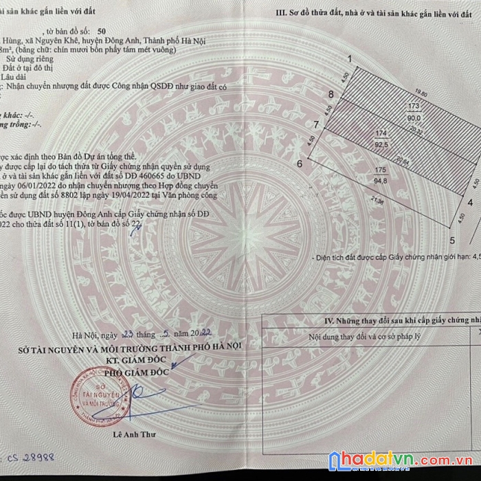 Đất nguyên khê giá chưa đến 2 tỷ ô tô con đỗ cửa 95m.mt 4.5m vuông vắn