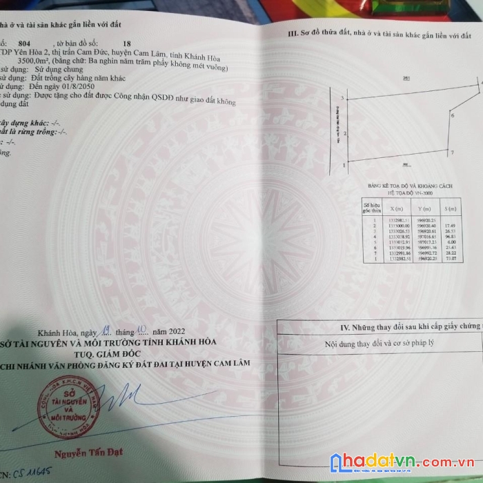 Chính chủ cần bán lô đất vị trí đẹp tại thị trấn cam đức cam lâm khánh hoà