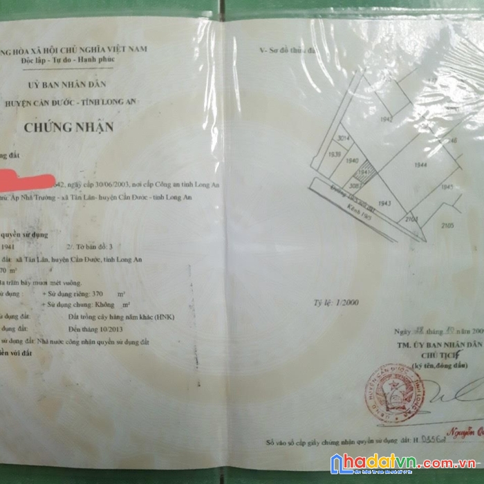 Chính chủ bán lô đất vị trí đẹp tại cần đước, long an