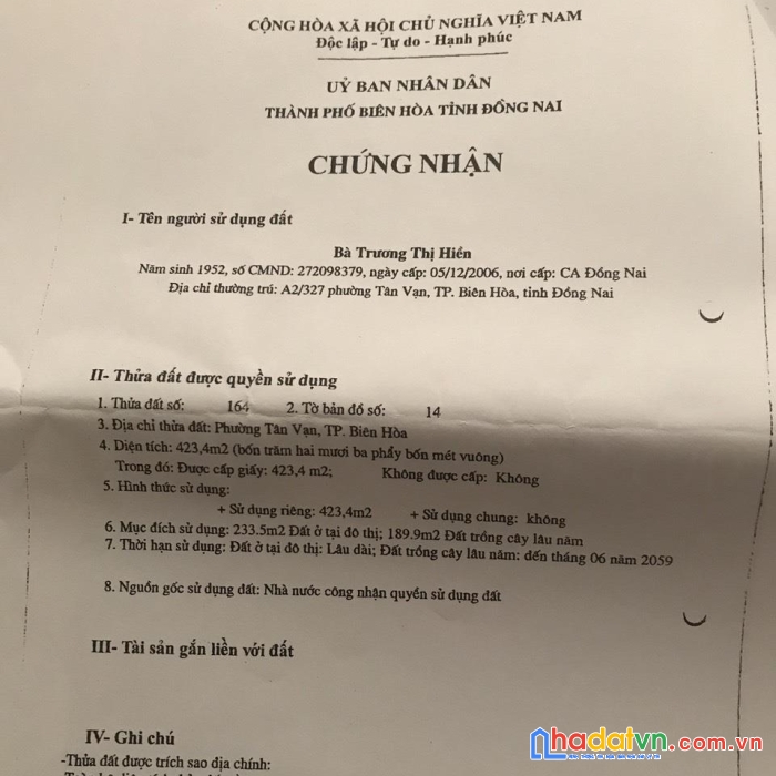 Chính chủ bán nhanh căn nhà tại  phường tân vạn, tp biên hòa - đồng nai