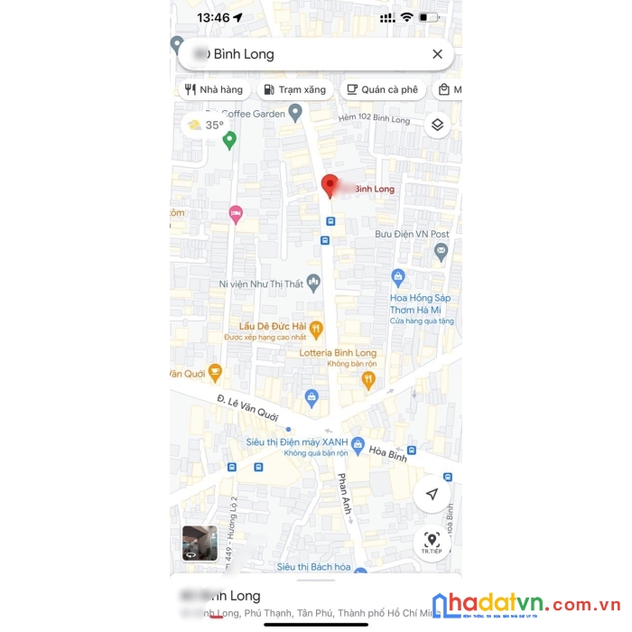 Cho thuê nhà mtkd bình long 600m2  gần ngã 4 bốn xã