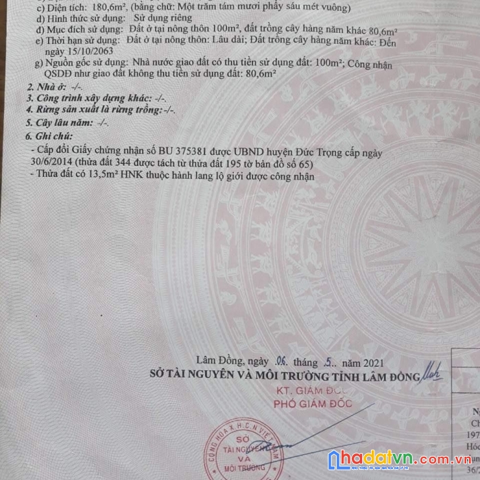 Chính chủ bán lô đất vị trí đẹp tại đức trọng-lâm đồng