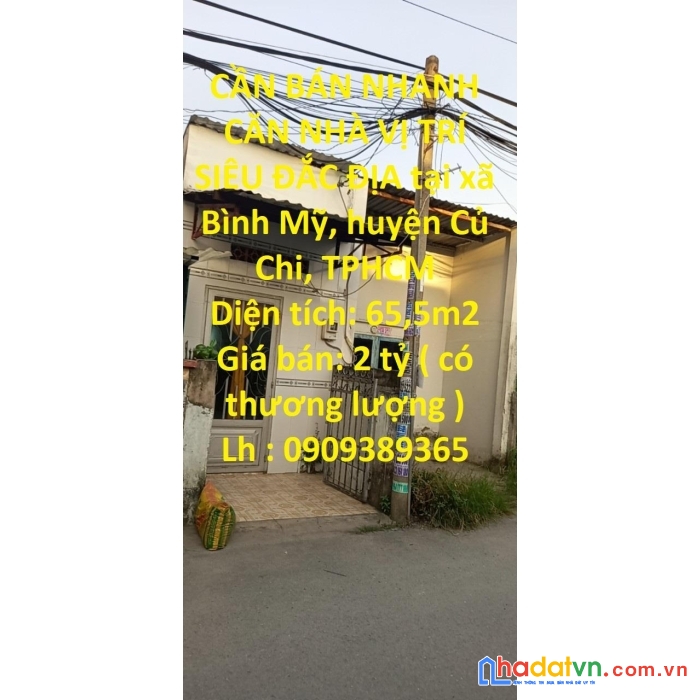 Cần bán nhanh căn nhà vị trí siêu đắc địa tại huyện củ chi, tphcm