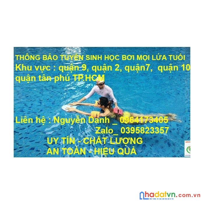 Thông báo tuyển sinh khoá học bơi mọi lứa tuổi khu vực quận 9, quận 2, quận7, quận 10, quận tân