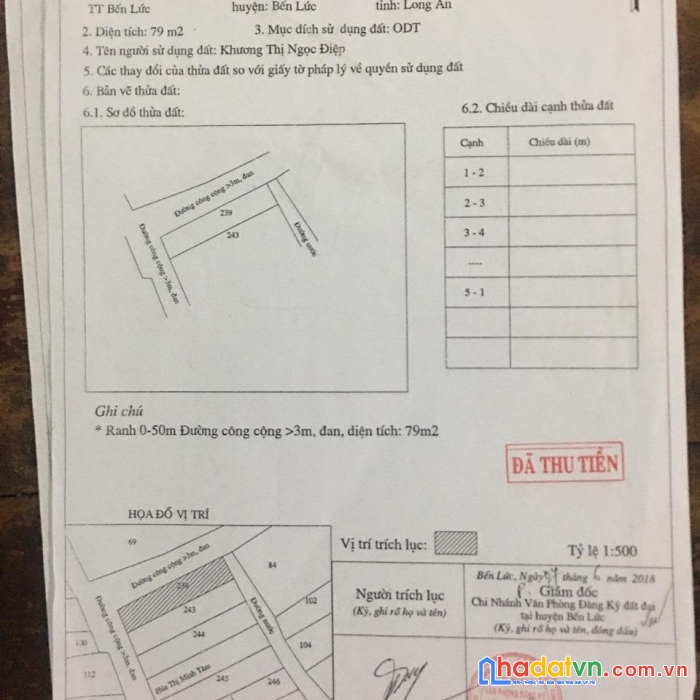 Chính chủ bán lô đất 2 mt trung tâm thị trấn bến lức. long an