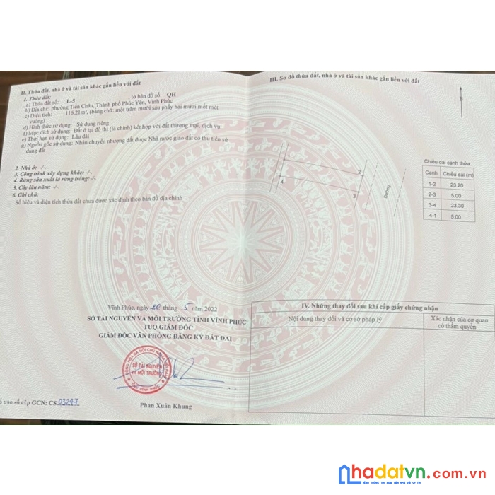 Cần bán đất tiền châu, tp phúc yên, tỉnh vĩnh phúc.