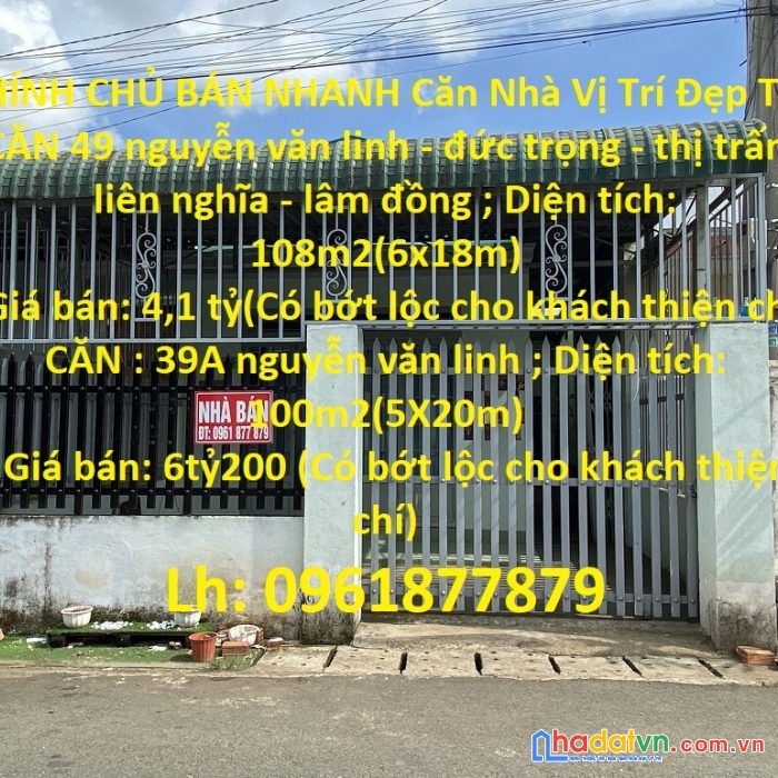 Chính chủ bán nhanh căn nhà vị trí đẹp tại thị trấn liên nghĩa, huyện đức trọng