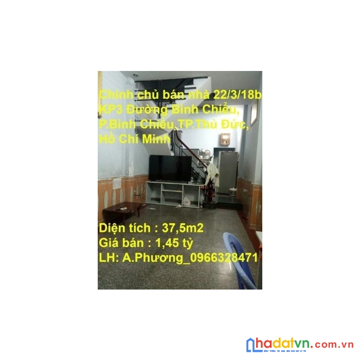 Chính chủ bán nhà 22/3/18b, kp3 đường bình chiểu, phường bình chiểu, tp.thủ đức, hcm
