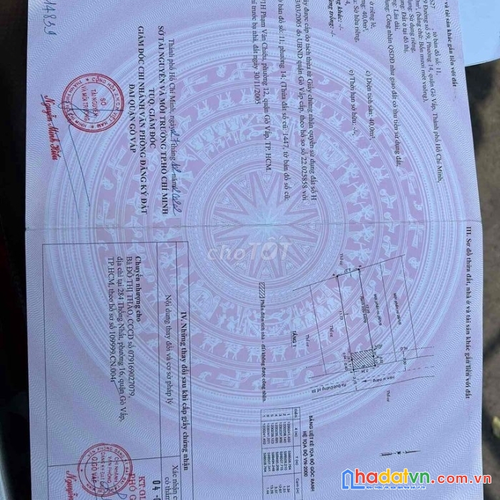 Chính chủ cần bán đất phân lô khu vực gò vấp, tp hcm_liên hệ: 0919202927