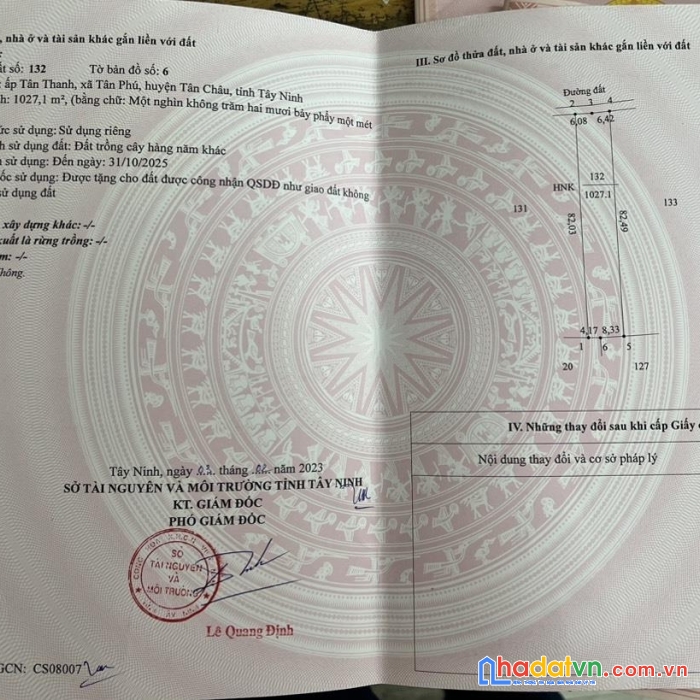 Bán gấp 3 lô đất mặt tiền vị trí đẹp tại ấp tân thanh, xã tân phú, huyện tân châu - tây ninh