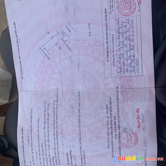 Chính chủ cần tiền bán gấp lô đất 2 mặt tiền ngay kdc hữu phúc, tân phước - đồng phú - bình phước