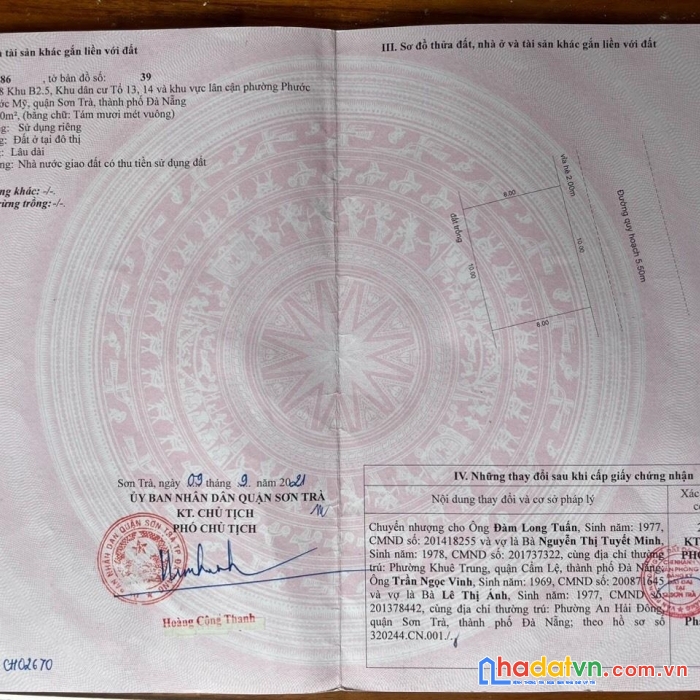 Chính chủ cần bán nhanh lô đất đường mỹ khê 8 - q. sơn trà - tp đà nẵng