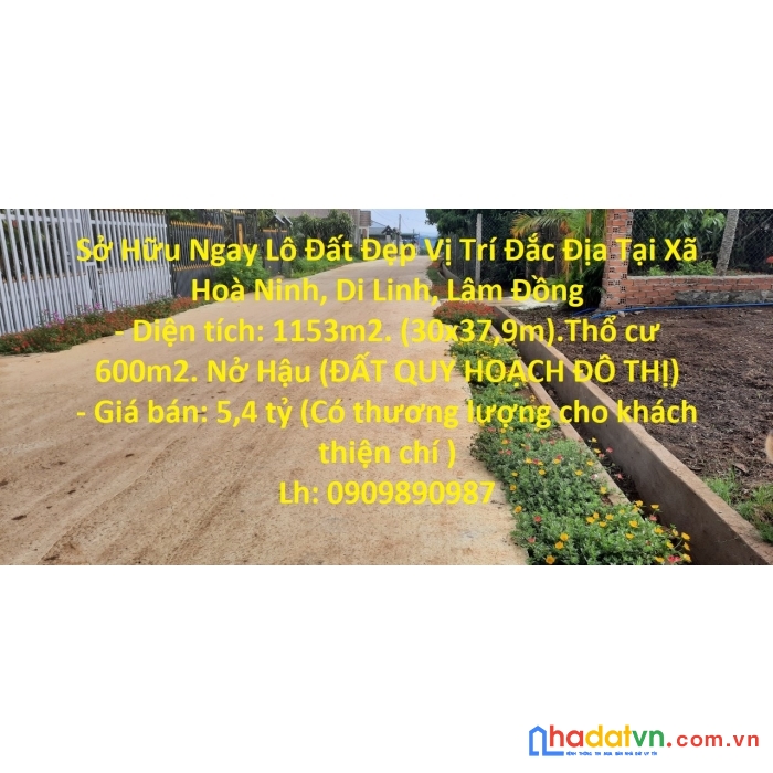 Sở hữu ngay lô đất đẹp vị trí đắc địa tại xã hoà ninh, di linh, lâm đồng