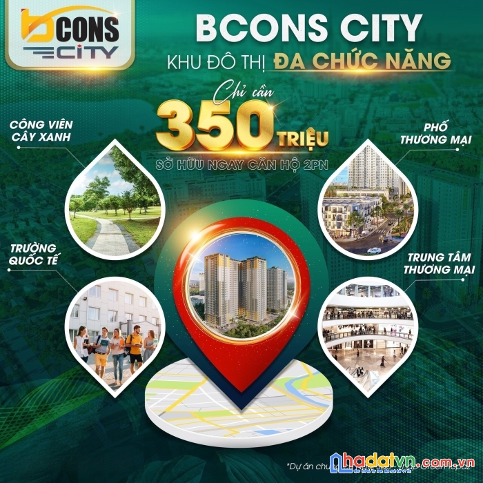 Chỉ với 350triệu trả trước sở hữu 2pn 2wc căn hộ bcons city - khu phức hợp ngay làng đhqg thủ đức