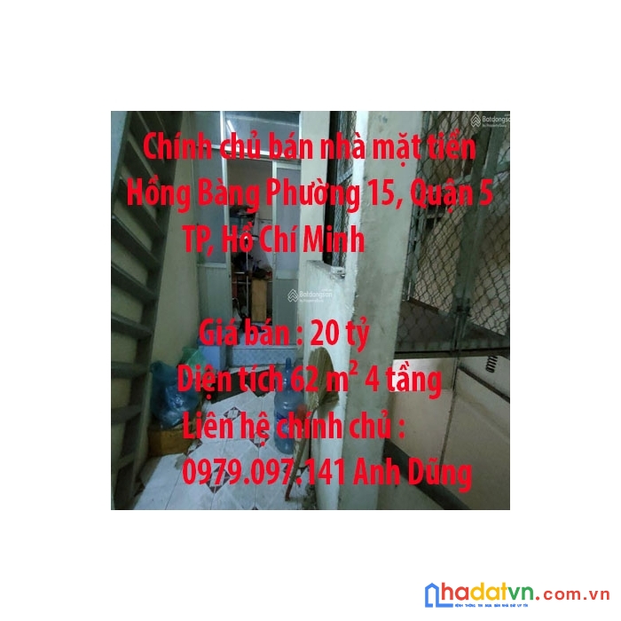 Chính chủ bán nhà mặt tiền hồng bàng phường 15, quận 5, hồ chí minh