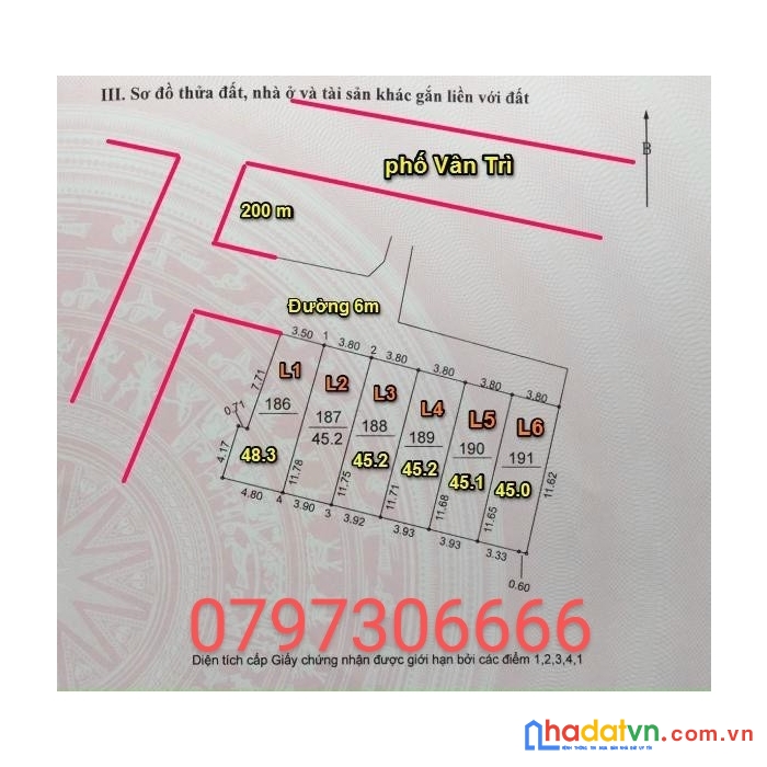 Cc gửi bán lô 45m2 ba chữ vân nội đông anh, ô tô vào đất, chỉ 1,6x tỷ